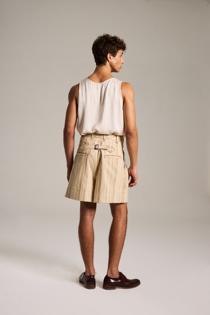 Shorts de Alfaiataria em Shantung Rústico de Seda